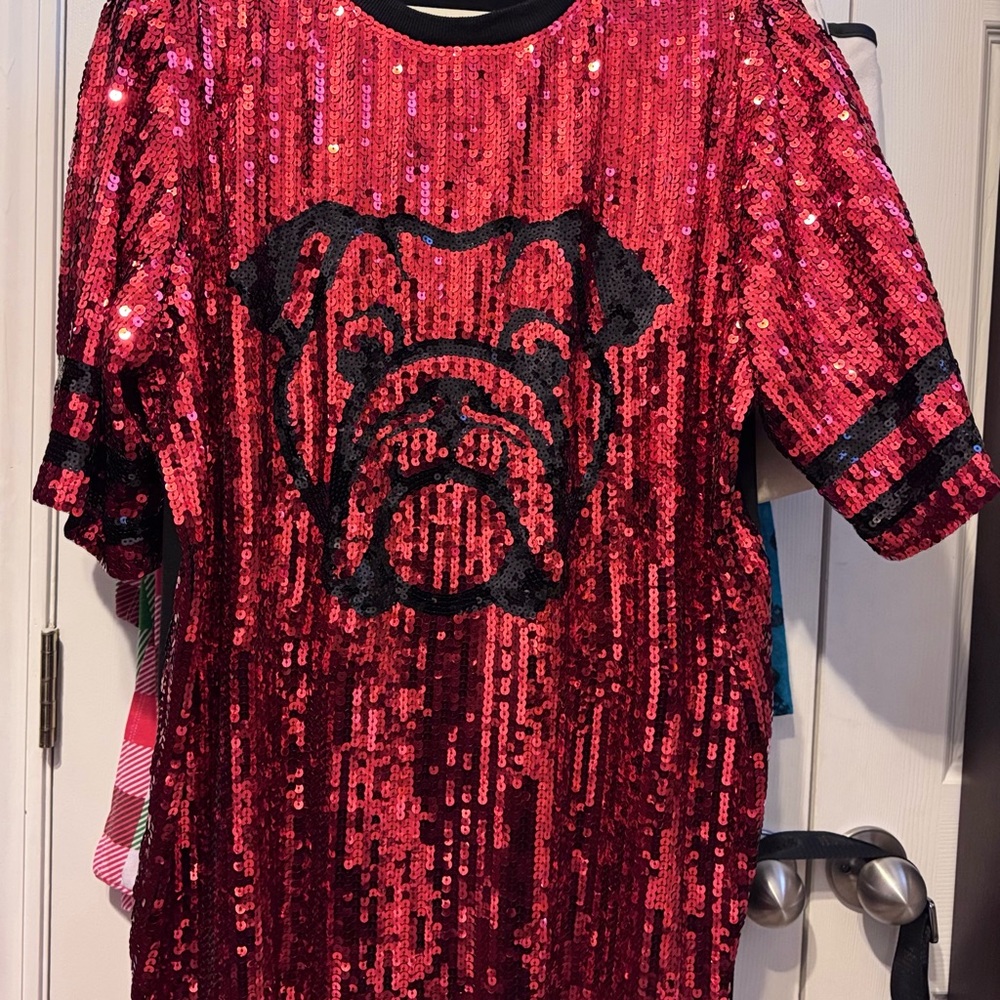 Red Sequin Bulldog T-Shirt